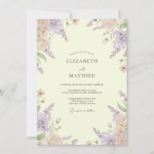 Lemon Lavender Petal Wedding Invitation