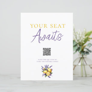 Lemon Lavender QR Code Seating Chart Sign