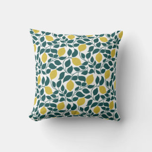 Lemon & Leaf All-Over Print Hand Drawn Cushion