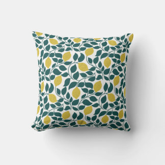 Lemon & Leaf All-Over Print Hand Drawn Cushion
