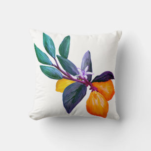 Lemon Leaf Pillow Artistic Citrus Garden