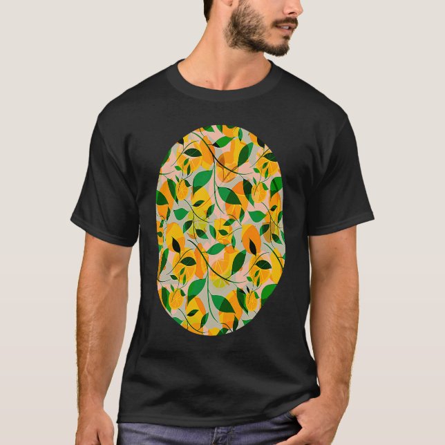 Lemon Leaves and Fruit Designer T-Shirt (Front)