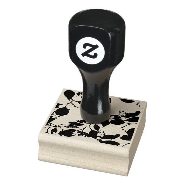 Lemon Leaves Flowers Foliage Seamless Pattern Rubber Stamp (Stamp)