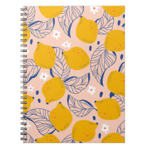 Lemon Leaves: Pink Vintage Seamless. Notebook