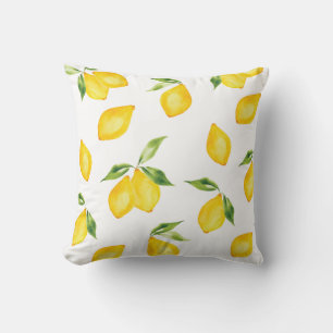 Lemon Leaves Summer Yellow Throw Pillow