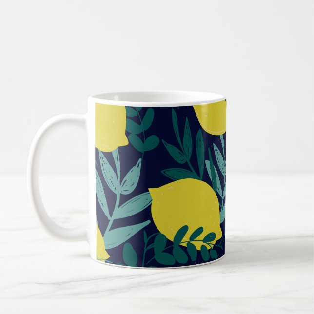 Lemon leaves: vintage illustration background. coffee mug (Left)
