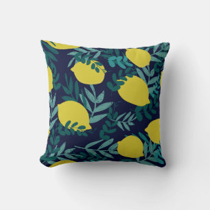 Lemon leaves: vintage illustration background. cushion