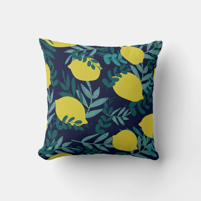 Lemon leaves: vintage illustration background. cushion (Front)