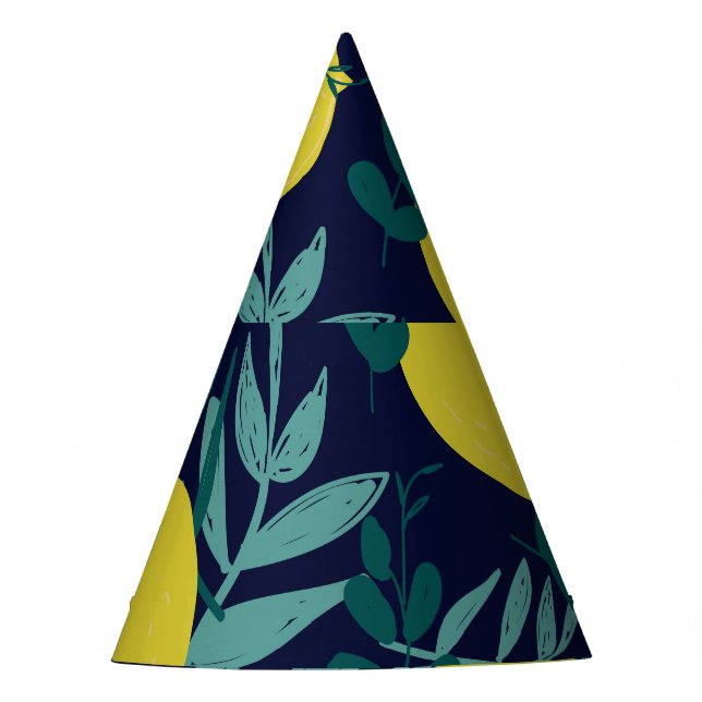 Lemon leaves: vintage illustration background. party hat (Front)