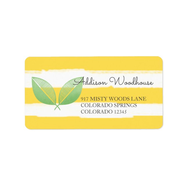 Lemon Leaves Yellow & Green | Personalised Label (Front)