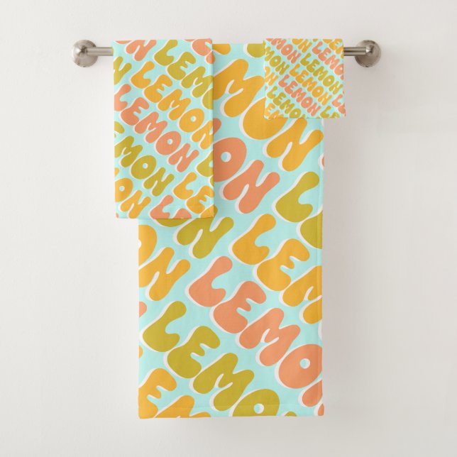 Lemon Lemon Lemon Retro  Bath Towel Set (Insitu)