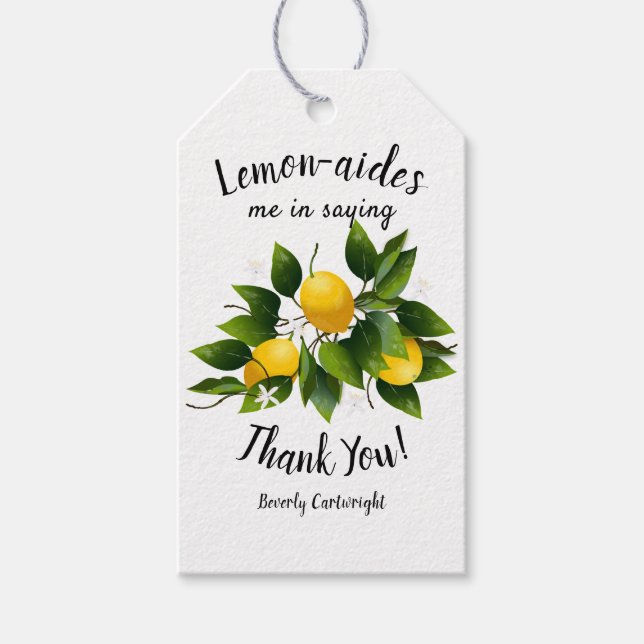 Lemon Lemonade Gift Tags (Front)