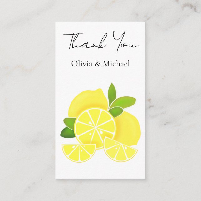 Lemon lemons lemon slices tropical yellow fruit  enclosure card (Front)