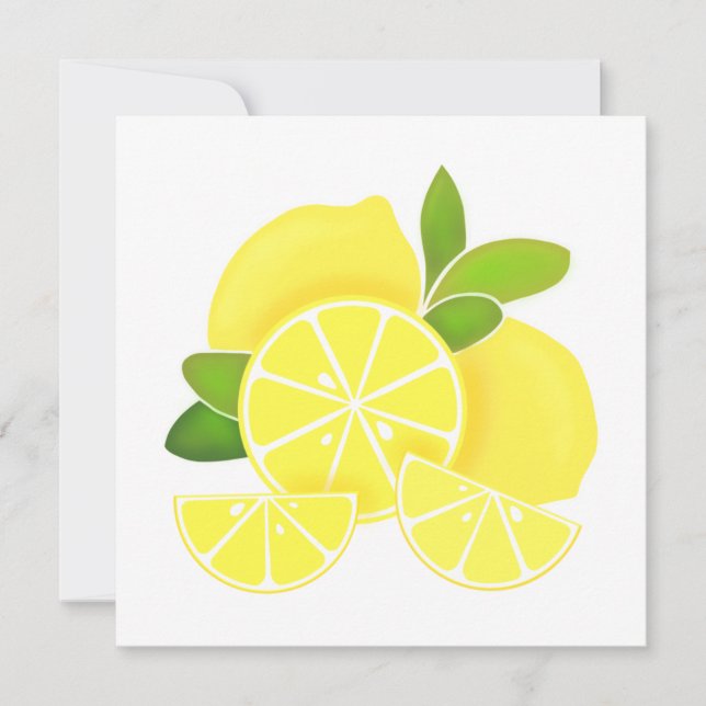 Lemon lemons lemon slices tropical yellow fruit  invitation (Front)