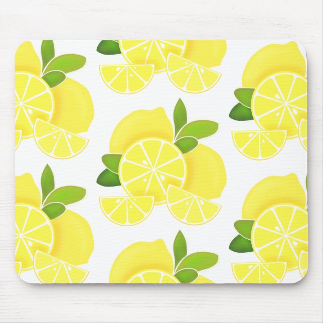 Lemon lemons lemon slices tropical yellow fruit  mouse mat (Front)