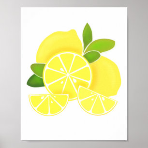 Lemon lemons lemon slices tropical yellow fruit poster