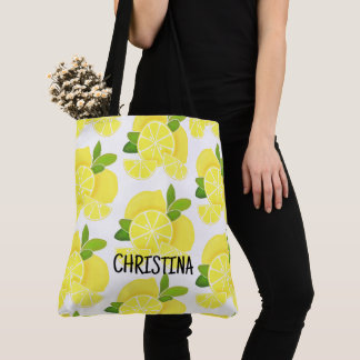 Lemon lemons lemon slices tropical yellow fruit tote bag