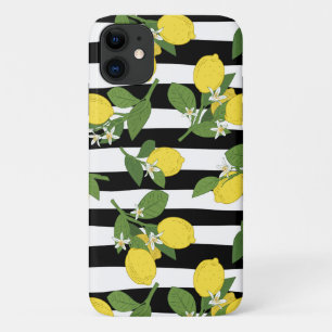 Lemon Lemons Yellow Black Stripes iPhone 11 Case