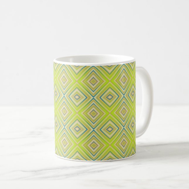 Lemon Lime Alternative Diamond Pattern Coffee Mug (Front Right)
