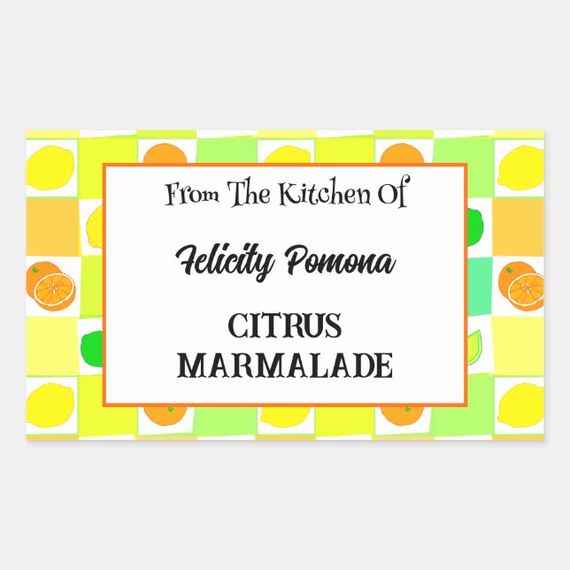 Lemon, Lime and Oranges Citrus Fruit Editable Rectangular Sticker (Front)