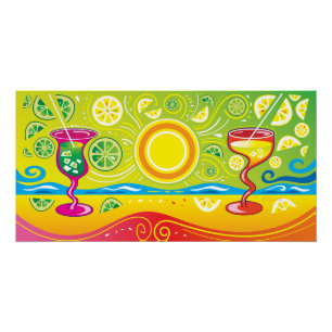 Lemon Lime Beach Cocktails Poster
