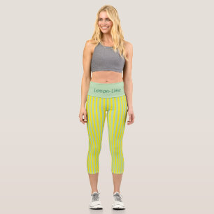 “LEMON-LIME” BY JEANIE DEE, PERSONALIZE HIGH-WAIST CAPRI LEGGINGS