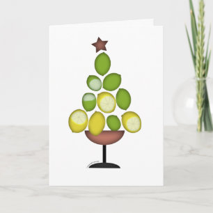 lemon lime Christmas tree with star/martini glass Holiday Card