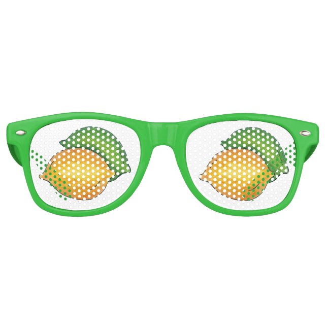 Lemon Lime Citrus Fruit Green Yellow Retro Sunglasses (Front)