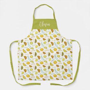 Lemon & Lime Citrus Fruit Pattern Apron