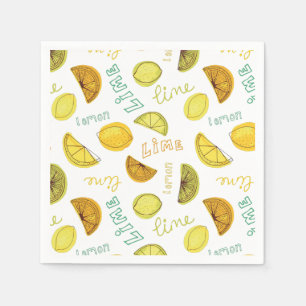 Lemon & Lime Citrus Fruit Pattern Napkin