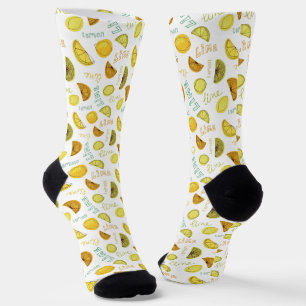 Lemon & Lime Citrus Fruit Pattern Socks