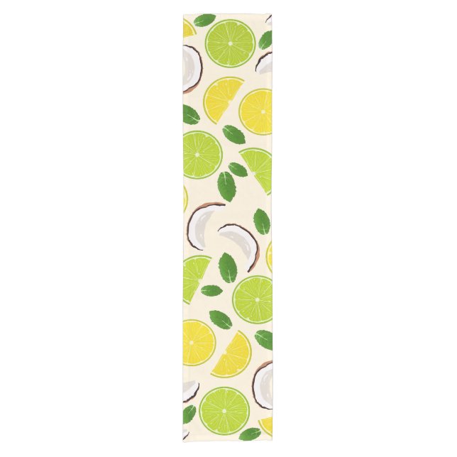 Lemon lime coconut and mint happy cheerful pattern short table runner (Front)