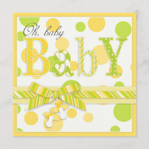 Lemon Lime Dots Baby Shower Invitation
