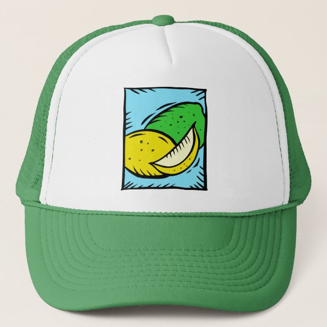 Lemon Lime Fruit Tropical Juice Slice Trucker Hat (Front)