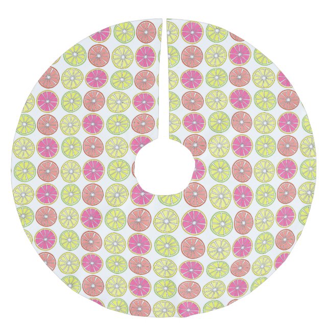 Lemon Lime Grapefruit Orange Citrus Fruit Kitchen Brushed Polyester Tree Skirt (Front)