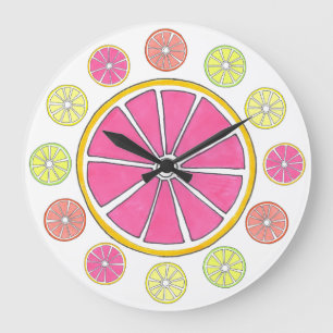 Lemon Lime Grapefruit Orange Citrus Fruit Kitchen Large Clock