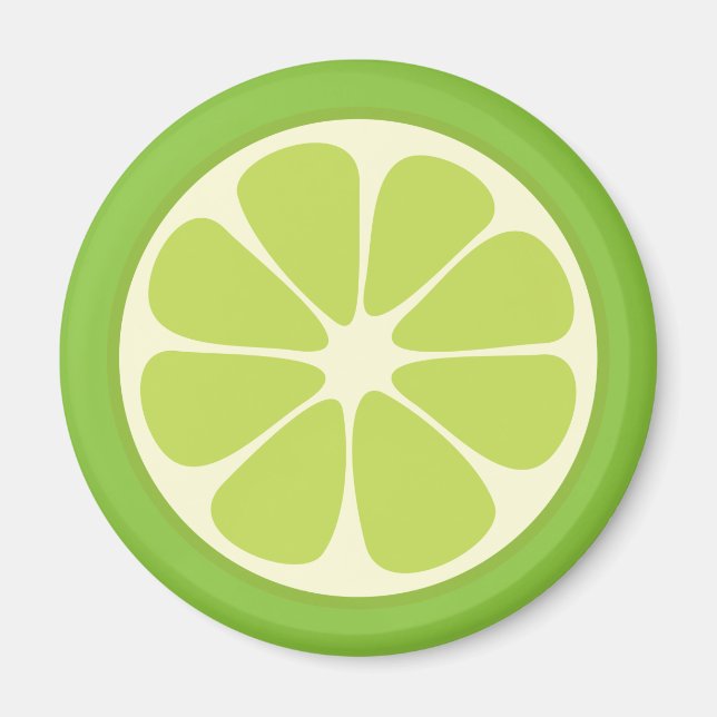 Lemon Lime Green Juicy Citrus Fruit Slice Kitchen Magnet (Front)
