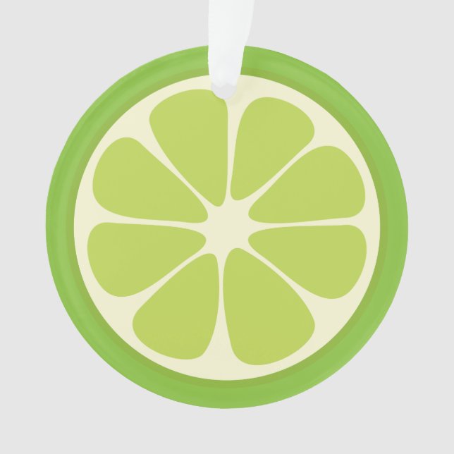 Lemon Lime Green Juicy Summer Citrus Fruit Slice Ornament (Front)