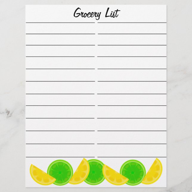 Lemon Lime Grocery Shopping List Flyer (Front)