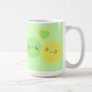 Lemon Lime Heart Kawaii mug