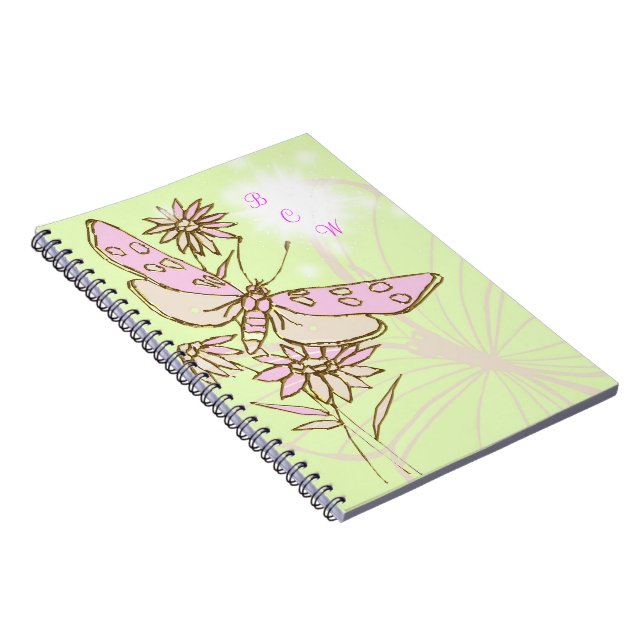Lemon Lime Pink Butterfly Notebook (Right Side)