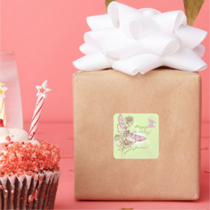 Lemon Lime Pink Butterfly Stickers