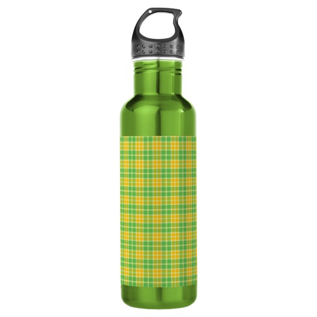 Lemon-Lime Plaid Customisable 710 Ml Water Bottle (Front)