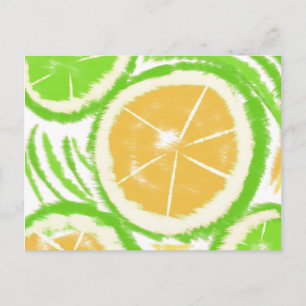 Lemon Lime Slice Abstract Tie Dye Postcard