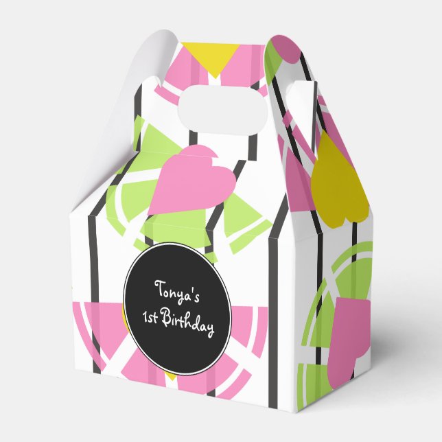 Lemon Lime Slices Hearts Stripes Fruity Pattern Favour Box (Front Side)