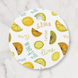 Lemon & Lime Zesty Fruit Pattern Favour Tags