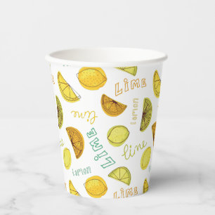 Lemon & Lime Zesty Fruit Pattern Paper Cups
