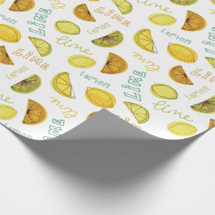 Lemon & Lime Zesty Fruit Pattern Wrapping Paper