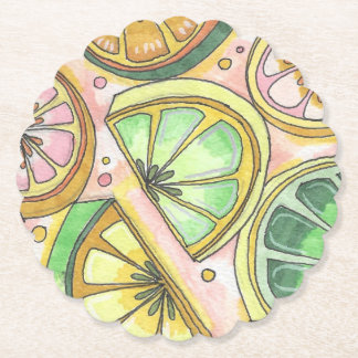 Lemon Limey Scalloped Paper Coaster