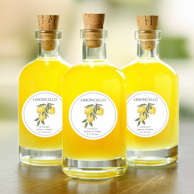 Lemon Limoncello Thank You Bridal Shower Favour Classic Round Sticker (Lemon Limoncello Thank You Bridal Shower Favor Classic Round Sticker)